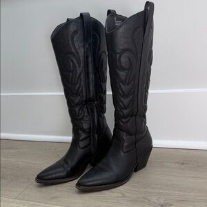 Black Leather Western Boots